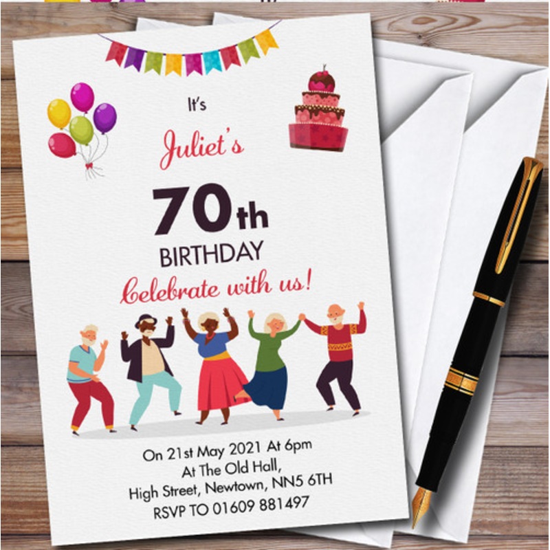 Elderly Dancing People Personalised Birthday Party Invitations – The Card Zoo