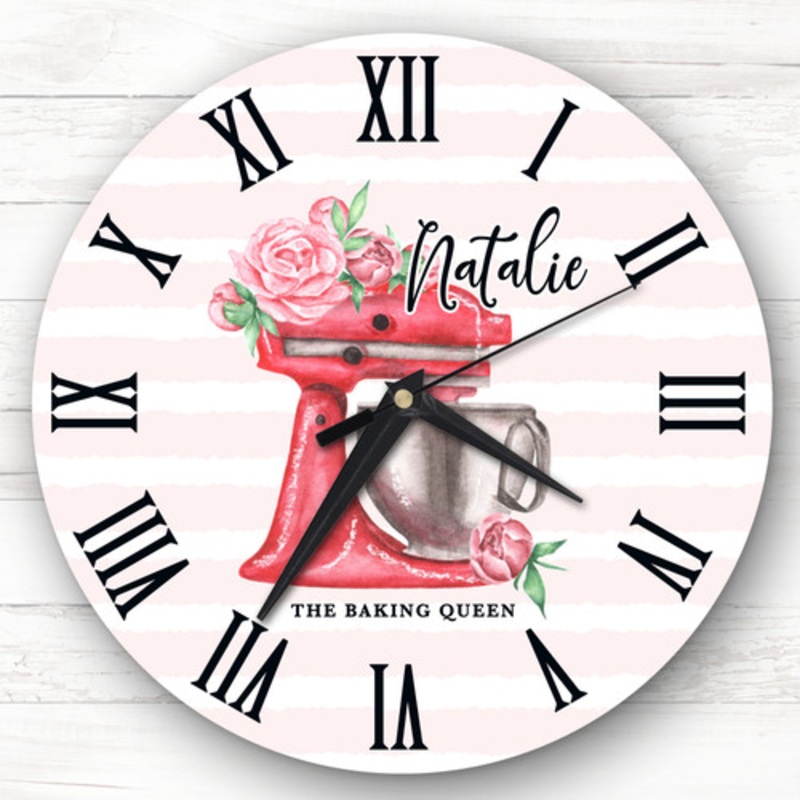Floral Red Baking Mixer Personalised Gift Personalised Clock – The Card Zoo