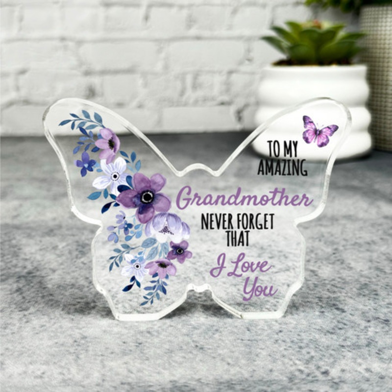 Gift For Grandmother Purple Floral Butterfly Keepsake Plaque Ornament Present – The Card Zoo