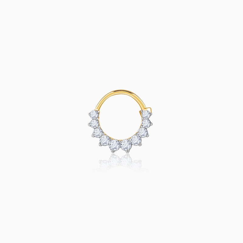 Gold Triangular Charm Diamond Nose Ring