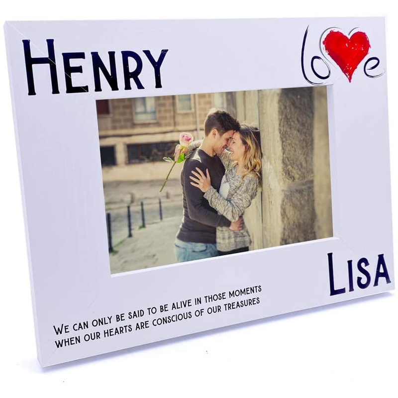 Love couple White Photo Frame wood finish Landscape With Sentiment