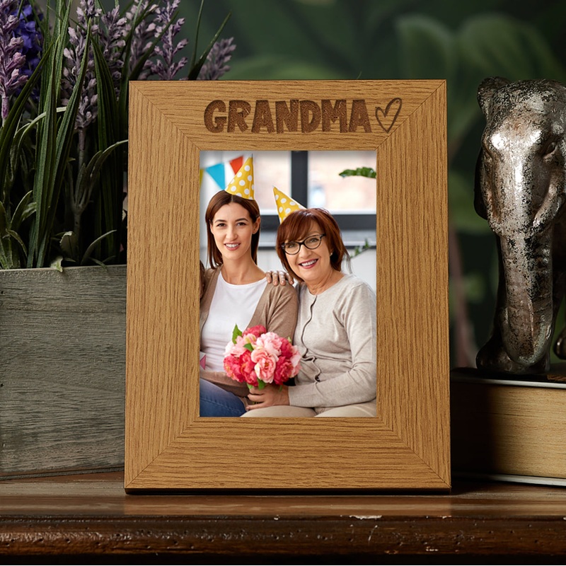 Oak Grandma Picture Photo Frame Heart Gift Portrait