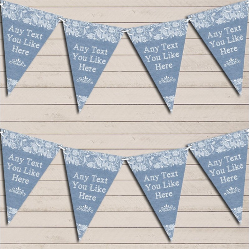 Pretty Lace Blue Birthday Bunting Garland Party Banner – The Card Zoo