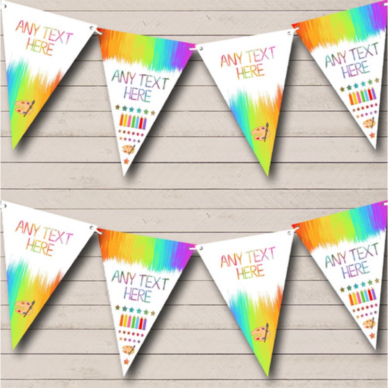 Rainbow Art Craft Paint Personalised Children’s Party Bunting – The Card Zoo