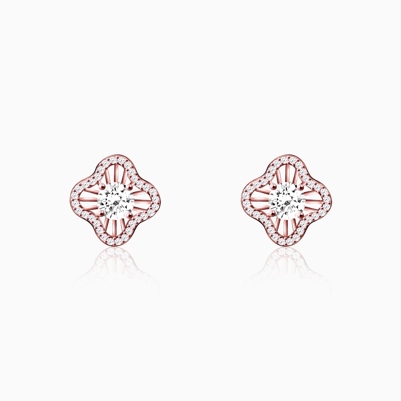 Rose Gold Flower Blossom Earrings