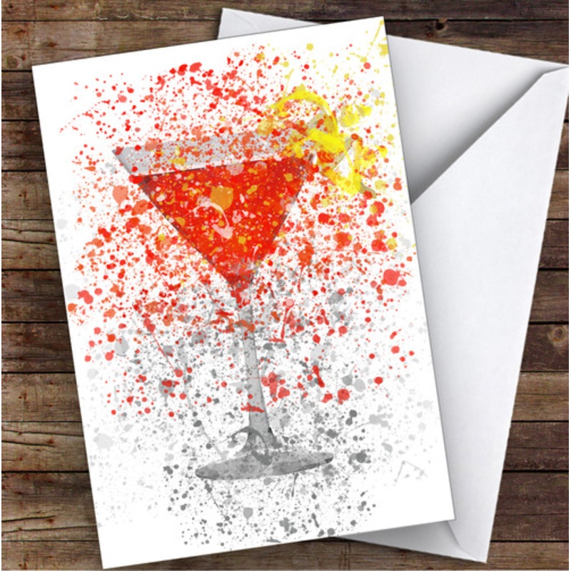 Watercolour Splatter Cosmopolitan Cocktail Glass Decorative Birthday Card – The Card Zoo