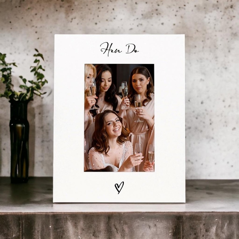 White 6×4 Portrait Picture Photo Hen Do With Heart
