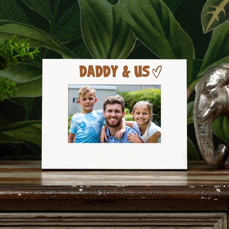 White Engraved Daddy & Us Heart Photo Frame Gift Landscape