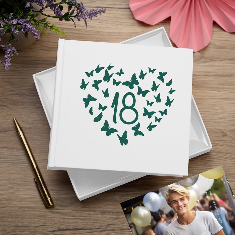 18th Birthday White Photo Album Gift With Butterflies 50 x 6×4 Photos