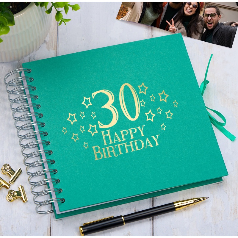 30th Birthday Memory Scrapbook Album With Star Design Various Colours Available