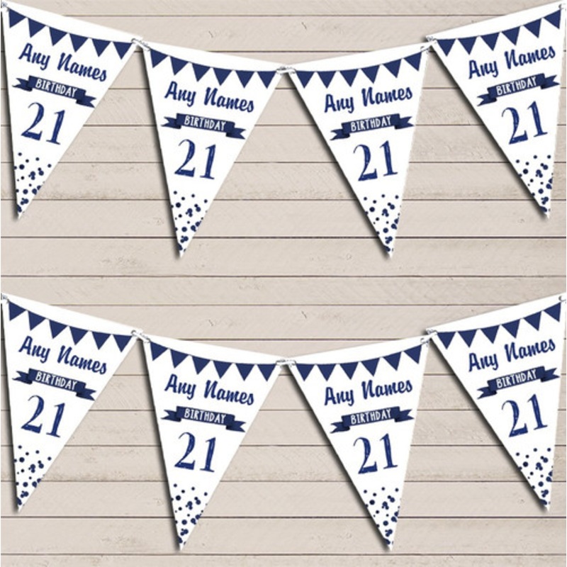 Any Age Birthday 18th 21st 30th 40th 50th 60th Navy Blue Birthday Bunting – The Card Zoo
