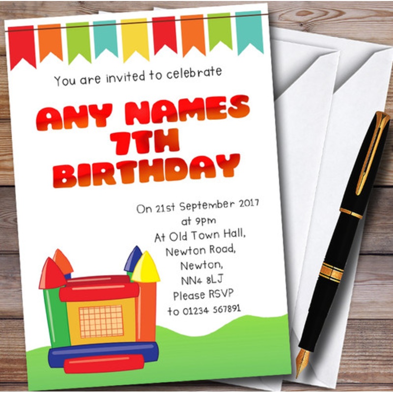 Bouncy Castle Personalised Children’s Birthday Party Invitations – The Card Zoo