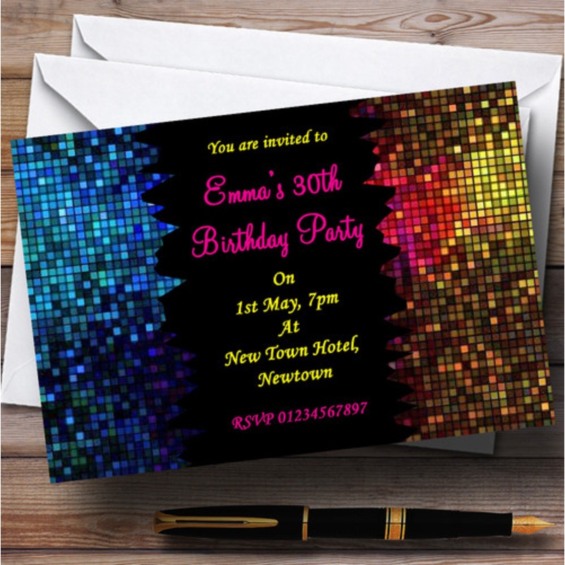 Disco Ball Pink Personalised Party Invitations – The Card Zoo