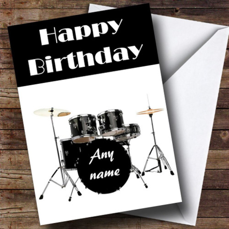 Drum Kit Drummer Personalised Birthday Card – The Card Zoo