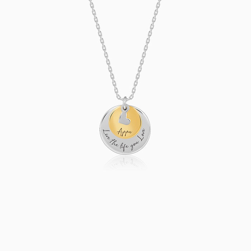 Dual Tone Golden Personalised Layered Coins Name Necklace