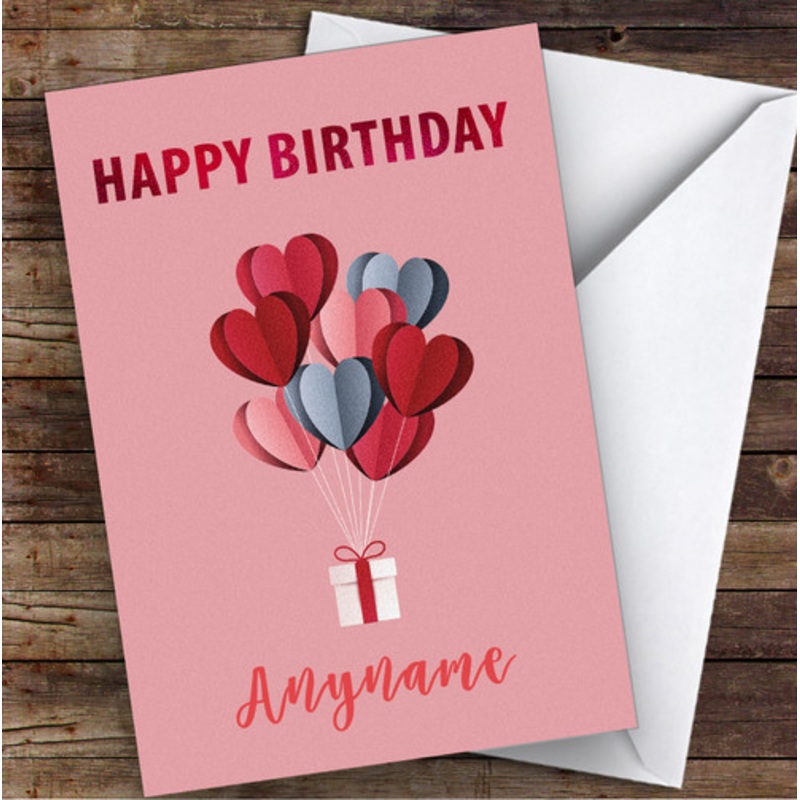 Hearts Balloons Gift Romantic Personalised Birthday Card – The Card Zoo