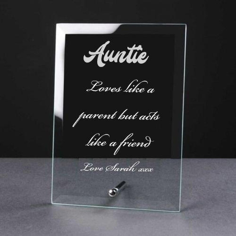 Personalised Engraved Glass Plaque Auntie Gift