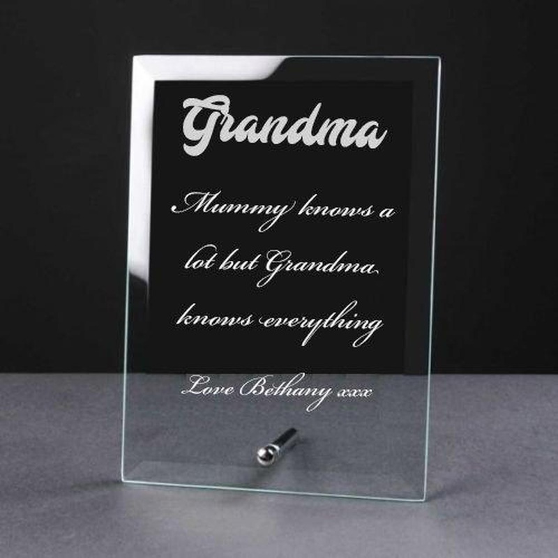 Personalised Engraved Glass Plaque Grandma Gift