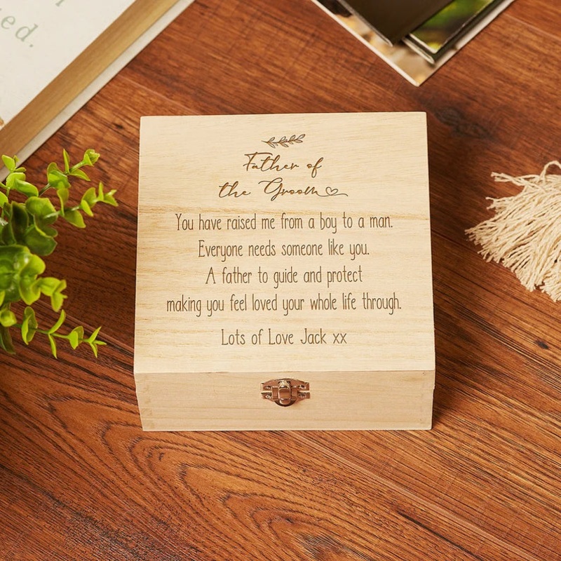 Personalised Father Of The Groom Wooden Keepsake Box Gift Engraved