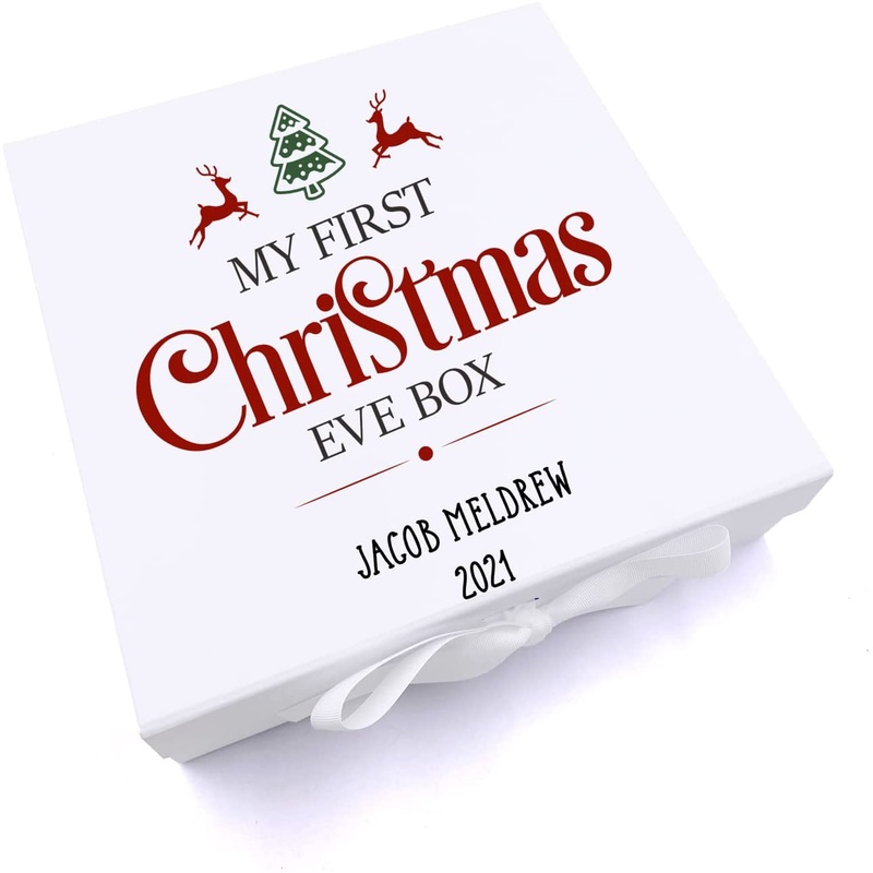 Personalised My First Christmas Eve Box With Reindeer & Tree Design
