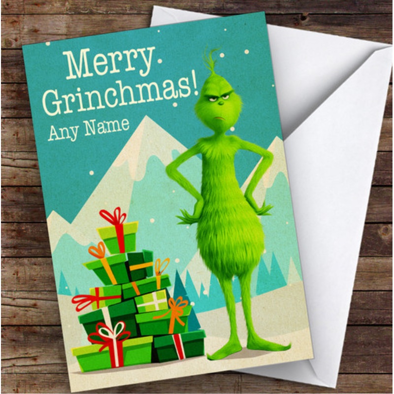 The Grinch Retro Christmas Children’s Kids Personalised Birthday Card – The Card Zoo