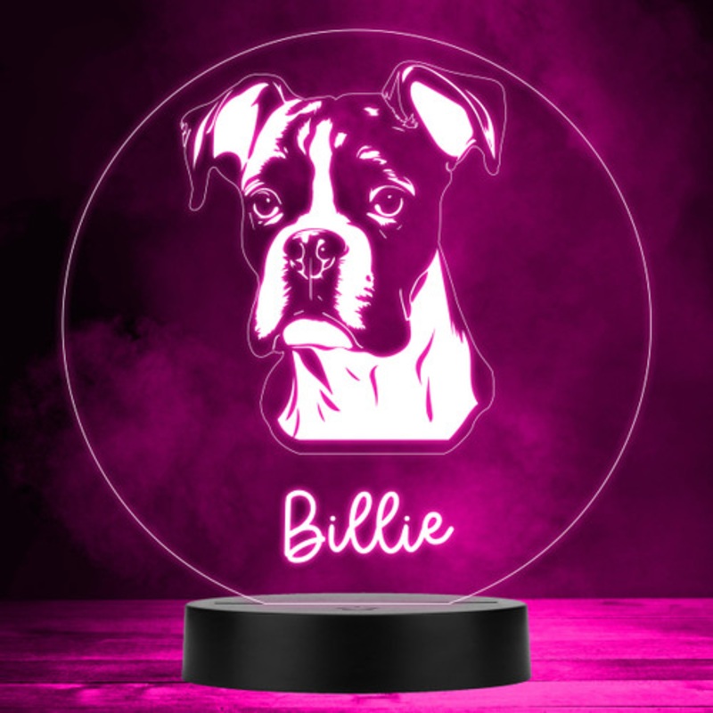 Boxer Dog Pet Silhouette Colour Changing Personalised Gift LED Lamp Night Light – The Card Zoo