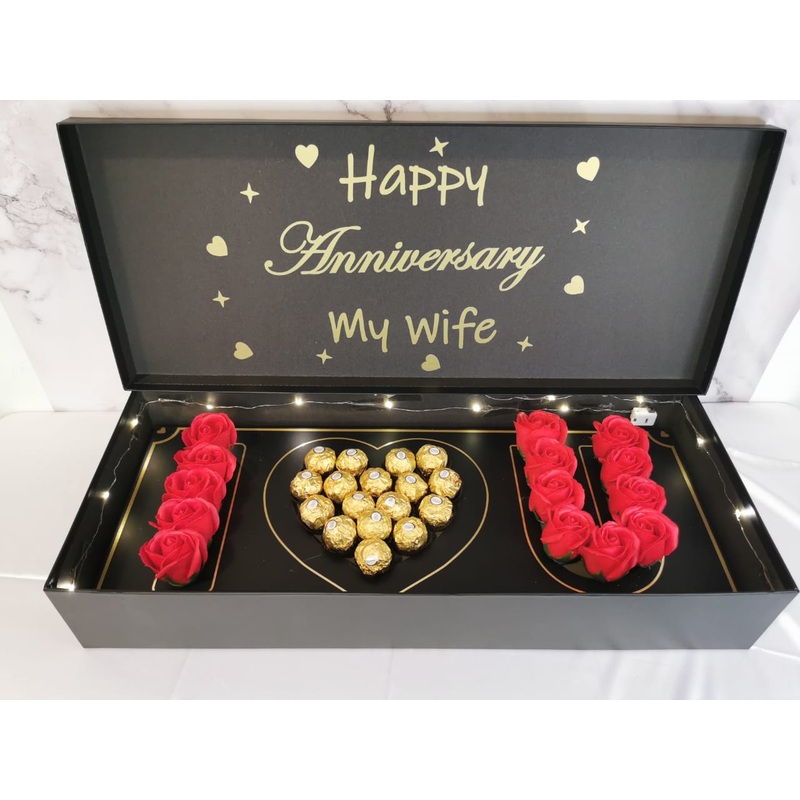 Deep Love Soap Roses with Ferrero (Customized Wording)