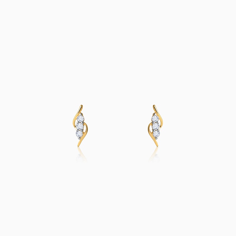 Gold Soft Waves Diamond Earrings