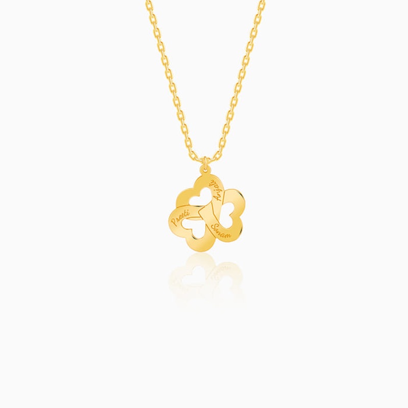 Golden Personalised Floral Love Name Necklace
