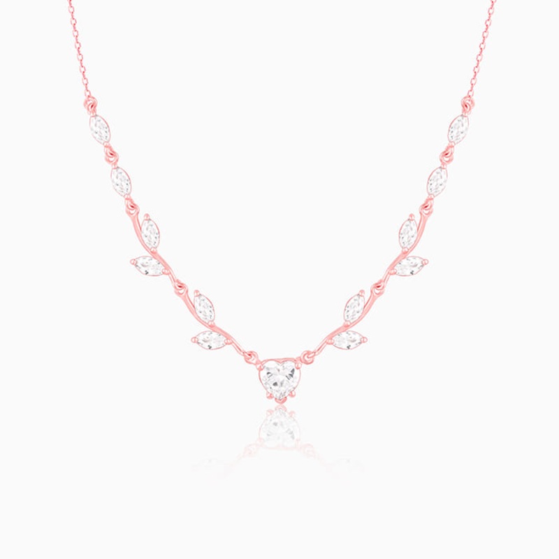 Rose Gold Leafy Heart Necklace