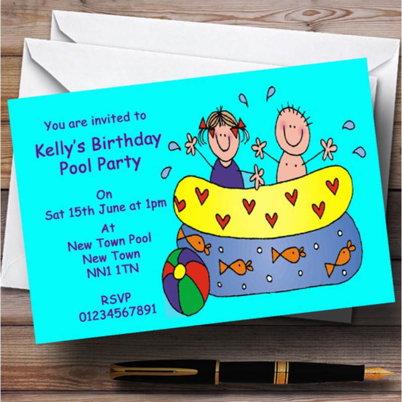 Splash Swimming Pool Children’s Personalised Party Invitations – The Card Zoo