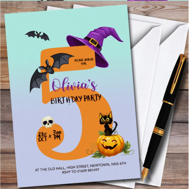 Spooky Halloween October 5th Personalised Children’s Birthday Party Invitations – The Card Zoo