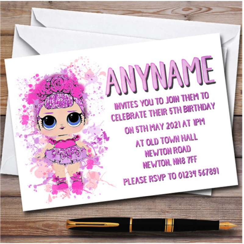 Surprise Parties Lol Doll Splatter Art Children’s Birthday Party Invitations – The Card Zoo