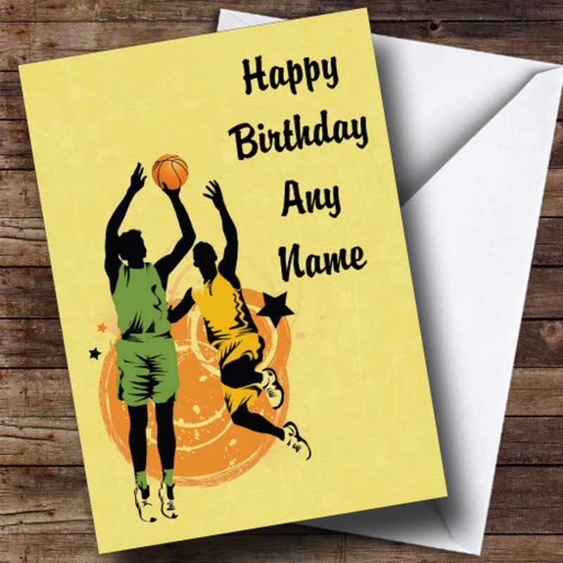 Yellow Basketball Players Personalised Birthday Card – The Card Zoo