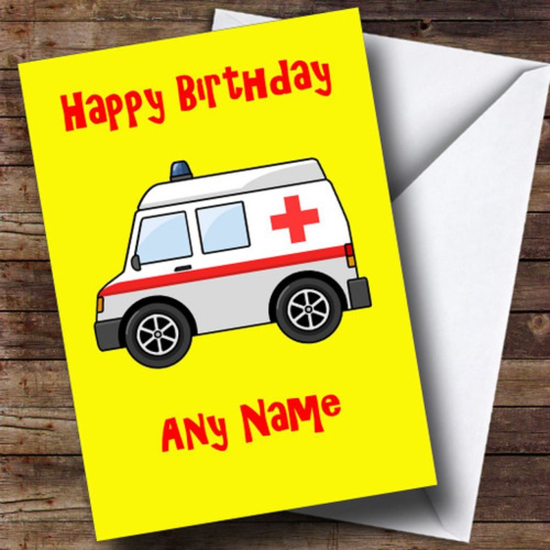 Ambulance Cartoon Personalised Birthday Card – The Card Zoo