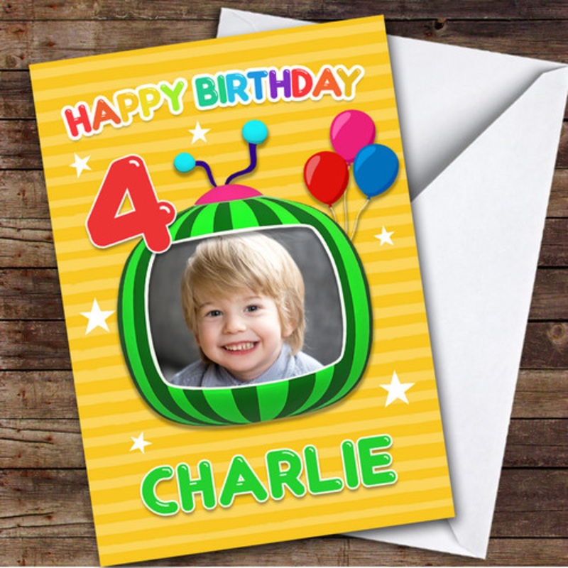 Cocomelon Photo Balloon Any Age Children’s Personalised Kid’s Birthday Card – The Card Zoo