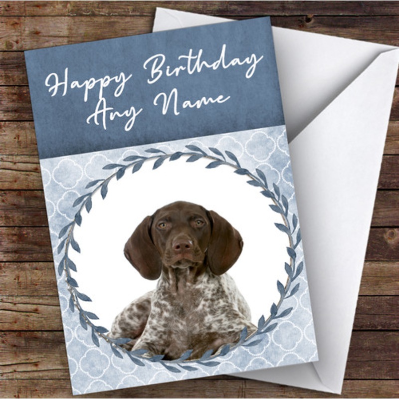 German Shorthaired Pointer Dog Blue Animal Personalised Birthday Card – The Card Zoo