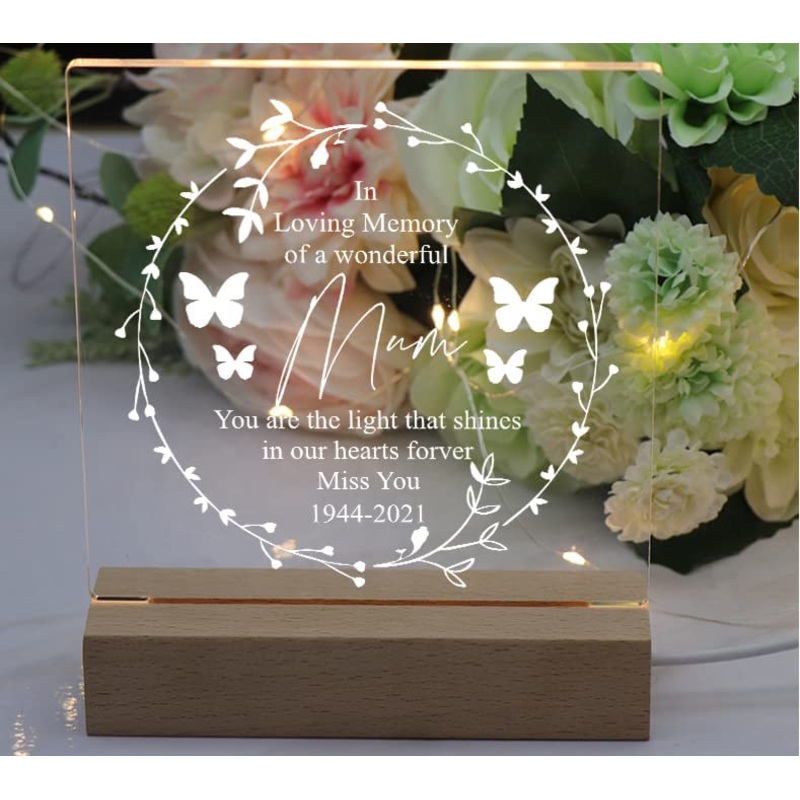 in Loving Memory of Mum Remembrance Memorial Personalised Light LED Lamp
