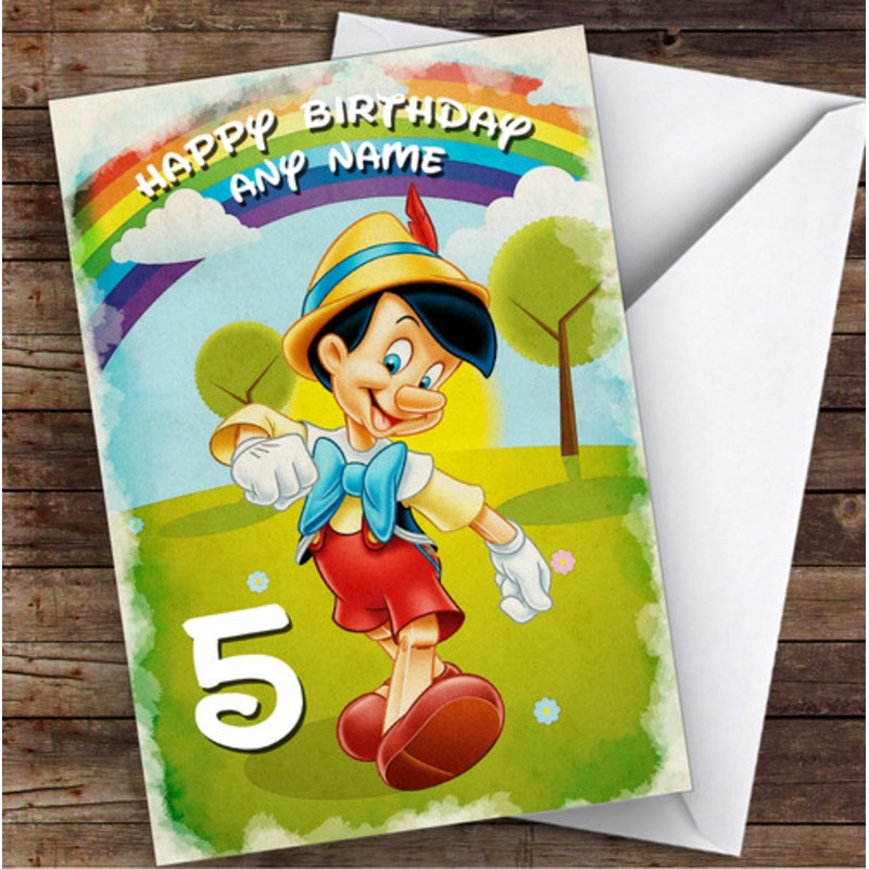 Pinocchio Colourful Vintage Children’s Kids Personalised Birthday Card – The Card Zoo