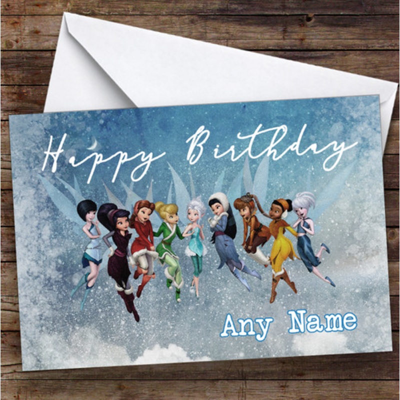 Tinker Bell And Fairies Clouds Children’s Kids Personalised Birthday Card – The Card Zoo