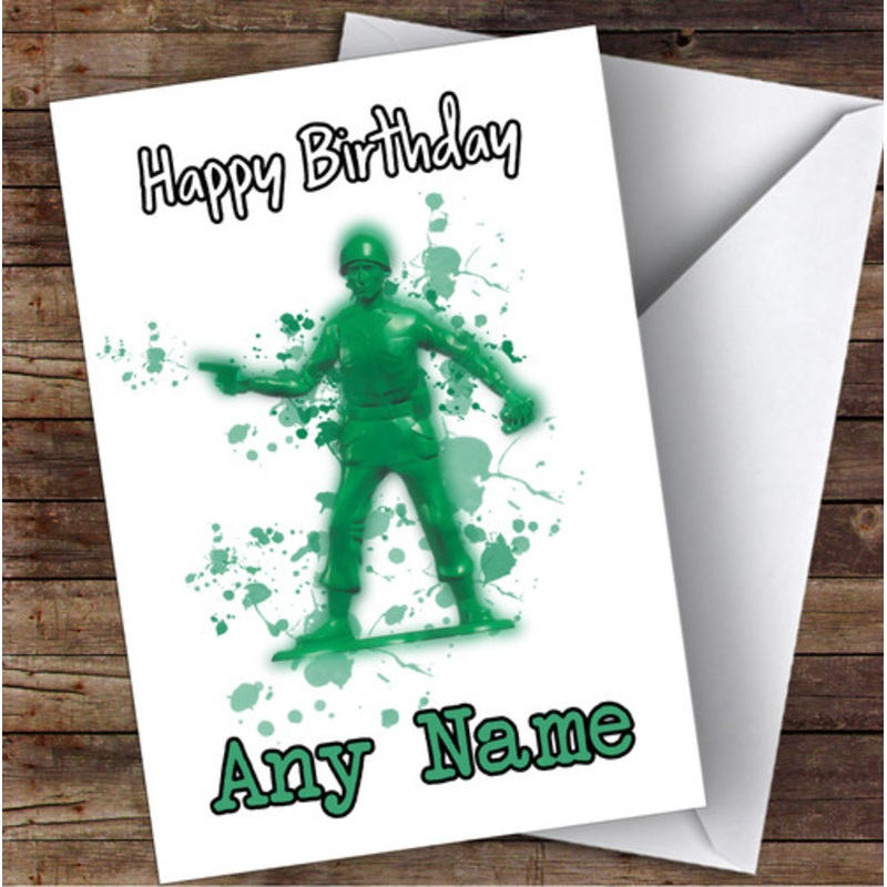 Toy Soldier Toy Story Splatter Art Children’s Kids Personalised Birthday Card – The Card Zoo