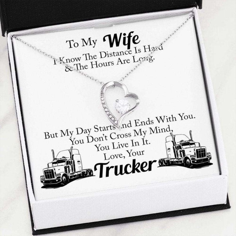 Wife Necklace, Truckers Wife Necklace, To My Wife Love Your Trucker, Necklace For Trucker Wife