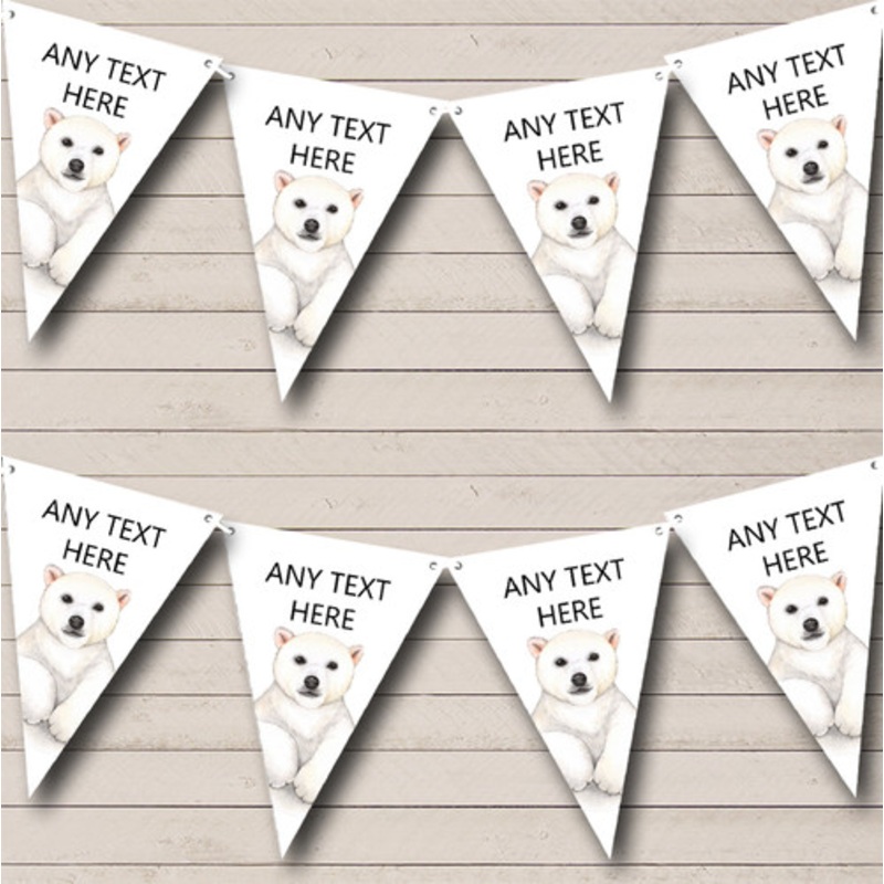 Cute Watercolour Polar Bear Personalised Children’s Party Bunting – The Card Zoo