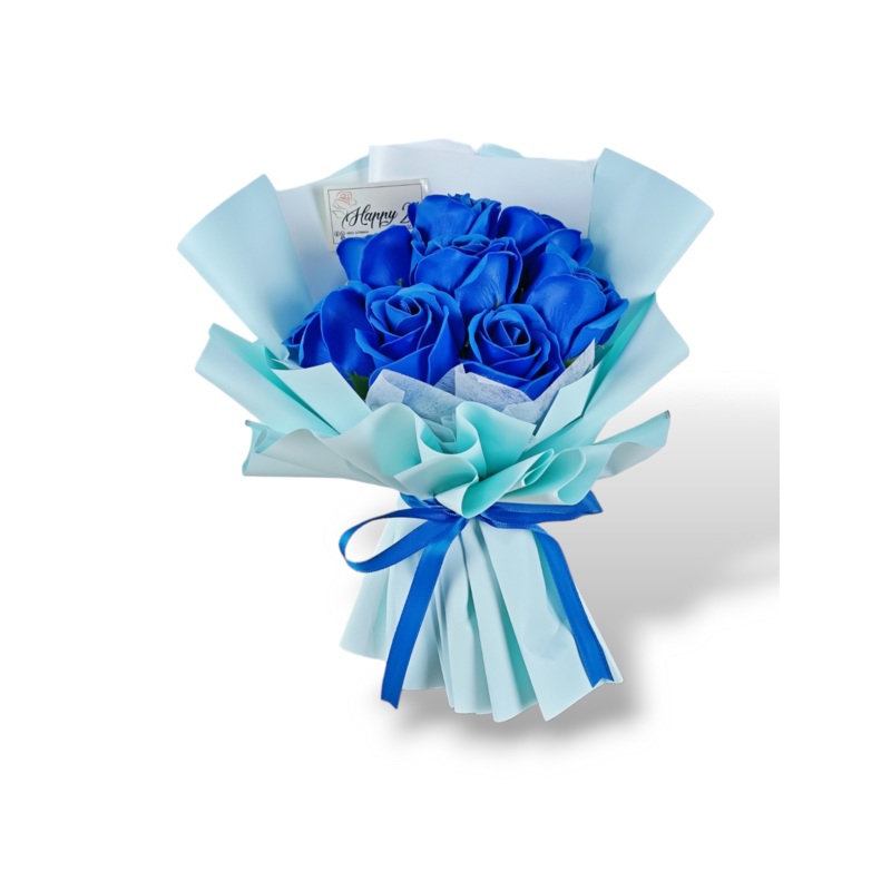 Dark Blue Soap Roses Bouquet  Artificial Flower(Klang Valley Delivery)