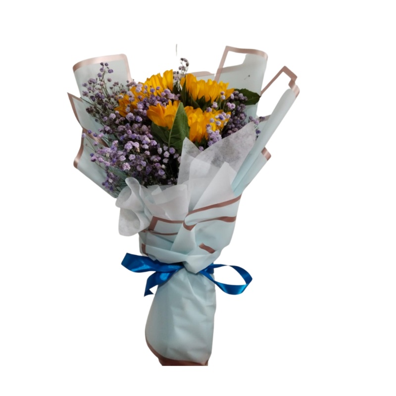[Fresh Flower] Bloom Yellow Flower Purple Baby Breath (Klang Valley Delivery Only)