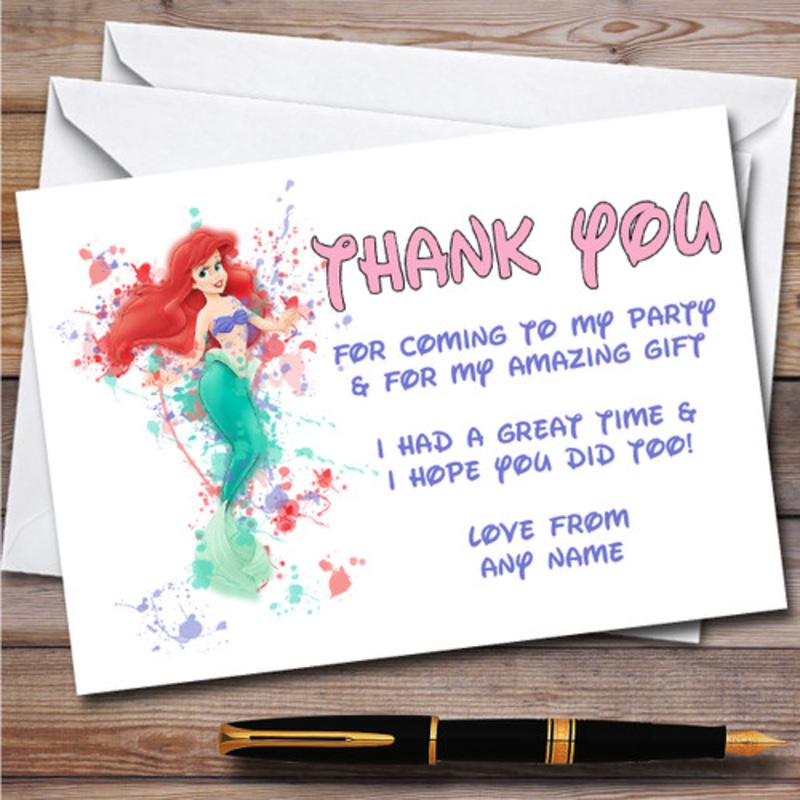 Mermaid Ariel Disney Splatter Art Children’s Birthday Party Thank You Cards – The Card Zoo