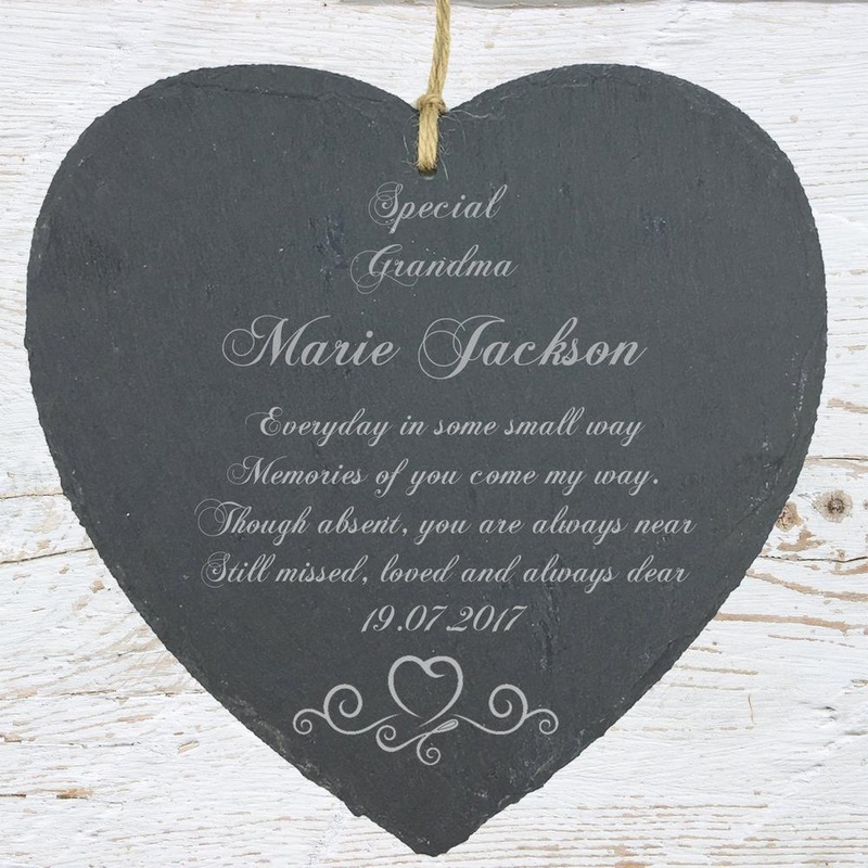 Personalised Grandma Memorial Remembrance Slate Plaque Heart Symbol