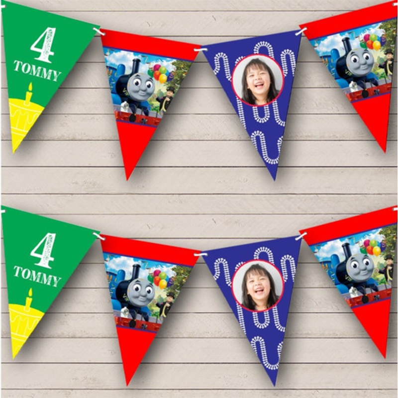 Thomas Tank Engine Age Birthday Photo Personalised Party Banner Bunting – The Card Zoo