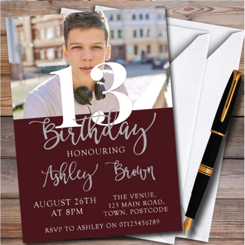 Any Age Any Colour Any Photo 13th Personalised Birthday Party Invitations – The Card Zoo