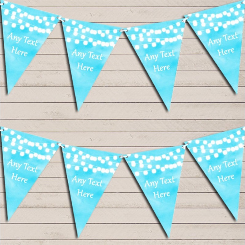 Aqua Blue Watercolour Lights Tea Party Bunting Garland Party Banner – The Card Zoo